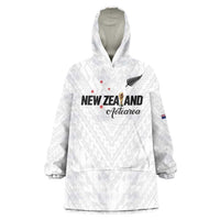 Custom Football New Zealand Wearable Blanket Hoodie Aotearoa United White Version LT01 One Size White - Polynesian Pride