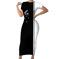 Personalised New Zealand 2025 Archery Basic Family Matching Short Sleeve Bodycon Dress and Hawaiian Shirt Archery NZ LT01 Mom's Dress Black - Polynesian Pride