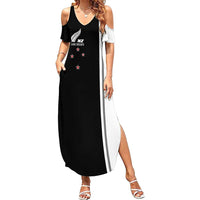 Personalised New Zealand 2025 Archery Basic Family Matching Summer Maxi Dress and Hawaiian Shirt Archery NZ LT01 Mom's Dress Black - Polynesian Pride