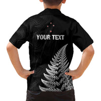 Personalised New Zealand 2025 Archery Family Matching Off The Shoulder Long Sleeve Dress and Hawaiian Shirt Aotearoa Silver Arrows Black