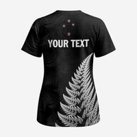 Personalised New Zealand 2025 Archery Scrub Top Aotearoa Silver Arrows Black - Polynesian Pride