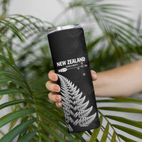 Personalised New Zealand 2025 Archery Skinny Tumbler Aotearoa Silver Arrows Black LT01 - Polynesian Pride