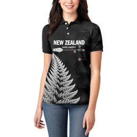 Personalised New Zealand 2025 Archery Women Polo Shirt Aotearoa Silver Arrows Black