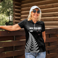 Personalised New Zealand 2025 Archery Women Polo Shirt Aotearoa Silver Arrows Black