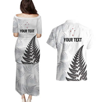 Personalised New Zealand 2025 Archery Couples Matching Puletasi and Hawaiian Shirt Aotearoa Silver Arrows White LT01 - Polynesian Pride