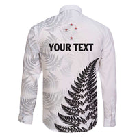 Personalised New Zealand 2025 Archery Family Matching Off The Shoulder Long Sleeve Dress and Hawaiian Shirt Aotearoa Silver Arrows White