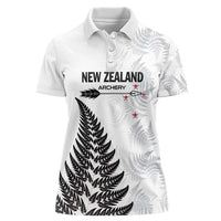 Personalised New Zealand 2025 Archery Women Polo Shirt Aotearoa Silver Arrows White