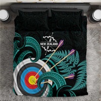 New Zealand Archery Bedding Set Turquoise Maori Silver Fern