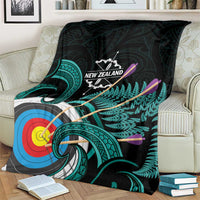New Zealand Archery Blanket Turquoise Maori Silver Fern