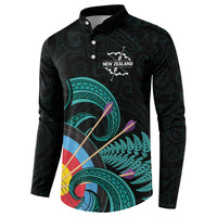 Personalised New Zealand Archery Button Sweatshirt Turquoise Maori Silver Fern
