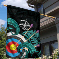 New Zealand Archery Garden Flag Turquoise Maori Silver Fern