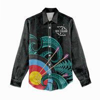 Personalised New Zealand Archery Women Casual Shirt Turquoise Maori Silver Fern LT01 - Polynesian Pride