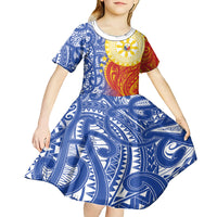 Philippines Kid Short Sleeve Dress Pilipinas Polynesian Pattern