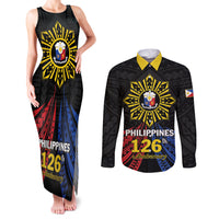 Personalized Philippines Independence Day Couples Matching Tank Maxi Dress and Long Sleeve Button Shirt Filipino 126th Anniversary Sun Tattoo
