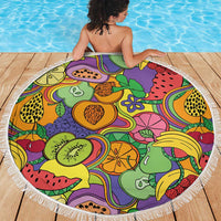 Hawaii Fruits Hippie Style Beach Blanket Vibrant Colorful LT01 - Polynesian Pride