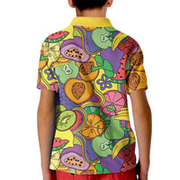 Hawaii Fruits Hippie Style Kid Polo Shirt Vibrant Colorful LT01 - Polynesian Pride