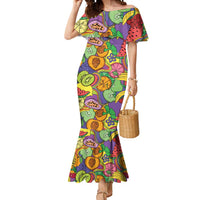 Hawaii Fruits Hippie Style Mermaid Dress Vibrant Colorful LT01 Women Multicolor - Polynesian Pride