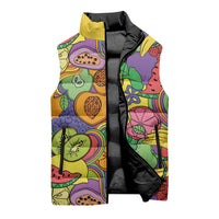 Hawaii Fruits Hippie Style Sleeveless Puffer Jacket Vibrant Colorful LT01 - Polynesian Pride