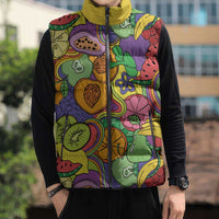 Hawaii Fruits Hippie Style Sleeveless Puffer Jacket Vibrant Colorful LT01 - Polynesian Pride