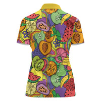 Hawaii Fruits Hippie Style Women Polo Shirt Vibrant Colorful LT01 - Polynesian Pride