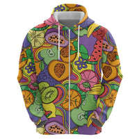 Hawaii Fruits Hippie Style Zip Hoodie Vibrant Colorful LT01 - Polynesian Pride