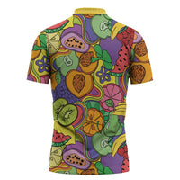 Hawaii Fruits Hippie Style Zipper Polo Shirt Vibrant Colorful LT01 - Polynesian Pride