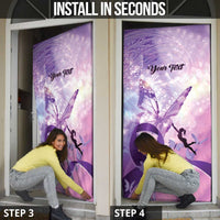 Personalized Polynesian Lupus Awareness Door Cover Butterfly Hologram Lupus Warrior LT01 - Polynesian Pride
