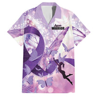 Personalized Polynesian Lupus Awareness Family Matching Off Shoulder Short Dress and Hawaiian Shirt Butterfly Hologram Lupus Warrior LT01 Dad's Shirt - Short Sleeve Purple - Polynesian Pride