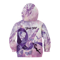 Personalized Polynesian Lupus Awareness Kid Hoodie Butterfly Hologram Lupus Warrior LT01 - Polynesian Pride