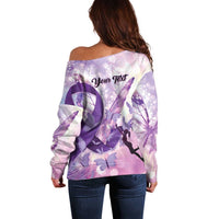 Personalized Polynesian Lupus Awareness Off Shoulder Sweater Butterfly Hologram Lupus Warrior LT01 - Polynesian Pride