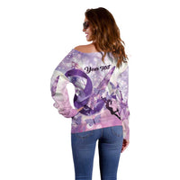 Personalized Polynesian Lupus Awareness Off Shoulder Sweater Butterfly Hologram Lupus Warrior LT01 - Polynesian Pride