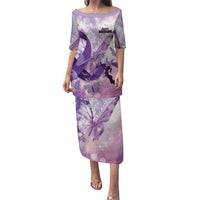 Personalized Polynesian Lupus Awareness Puletasi Butterfly Hologram Lupus Warrior LT01 Long Dress Purple - Polynesian Pride