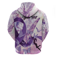 Personalized Polynesian Lupus Awareness Zip Hoodie Butterfly Hologram Lupus Warrior LT01 - Polynesian Pride