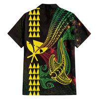 Hawaii Kakau Hammerhead Shark Family Matching Tank Maxi Dress and Hawaiian Shirt Neon Plumeria Pattern