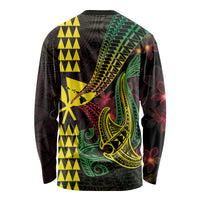 Hawaii Kakau Hammerhead Shark Long Sleeve Shirt Neon Plumeria Pattern