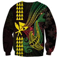 Hawaii Kakau Hammerhead Shark Sweatshirt Neon Plumeria Pattern