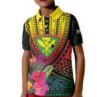 Hawaii Kanaka Maoli Flag Day Kid Polo Shirt Tropical Flowers