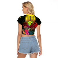 Hawaii Kanaka Maoli Flag Day Raglan Cropped T Shirt Tropical Flowers