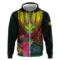 Hawaii Kanaka Maoli Flag Day Zip Hoodie Tropical Flowers