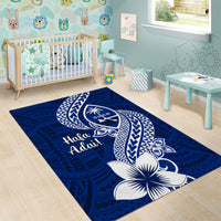 Hafa Adai Guam Area Rug Polynesian Floral Blue Pattern LT01 - Polynesian Pride