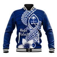 Hafa Adai Guam Baseball Jacket Polynesian Floral Blue Pattern LT01 Unisex Blue - Polynesian Pride