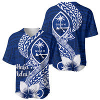Hafa Adai Guam Baseball Jersey Polynesian Floral Blue Pattern LT01 - Polynesian Pride