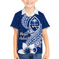 Hafa Adai Guam Kid Hawaiian Shirt Polynesian Floral Blue Pattern LT01 Kid Blue - Polynesian Pride