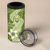 Hafa Adai Guam 4 in 1 Can Cooler Tumbler Polynesian Olive Green Blue Pattern