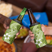 Hafa Adai Guam 4 in 1 Can Cooler Tumbler Polynesian Olive Green Blue Pattern