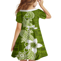 Hafa Adai Guam Family Matching Off Shoulder Long Sleeve Dress and Hawaiian Shirt Polynesian Olive Green Blue Pattern LT01 - Polynesian Pride