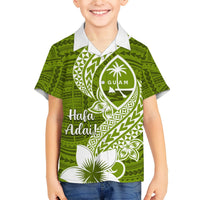 Hafa Adai Guam Hawaiian Shirt Polynesian Olive Green Blue Pattern LT01 - Polynesian Pride