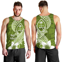 Hafa Adai Guam Men Tank Top Polynesian Olive Green Blue Pattern LT01 - Polynesian Pride