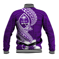 Hafa Adai Guam Baseball Jacket Polynesian Floral Purple Pattern LT01 - Polynesian Pride