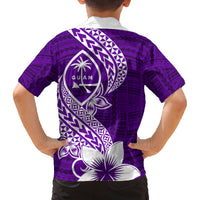 Hafa Adai Guam Family Matching Off Shoulder Maxi Dress and Hawaiian Shirt Polynesian Floral Purple Pattern LT01 - Polynesian Pride